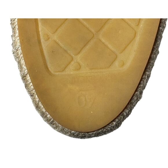 Chanel Gray Striated Suede Interlocking CC Logo Cap Toe Espadrilles Flats 40 - Picture 8 of 10